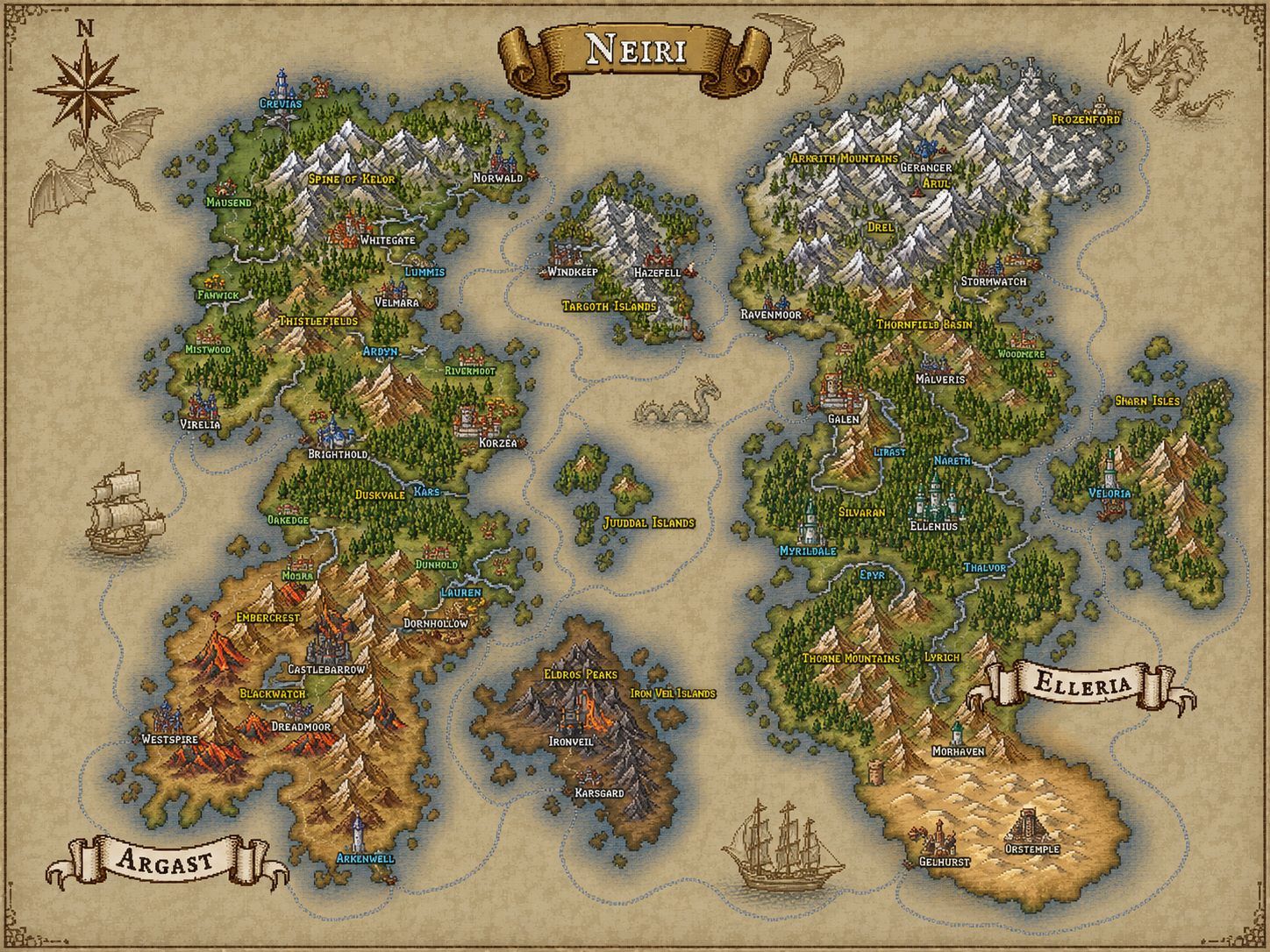 Pixel art map of Neiri